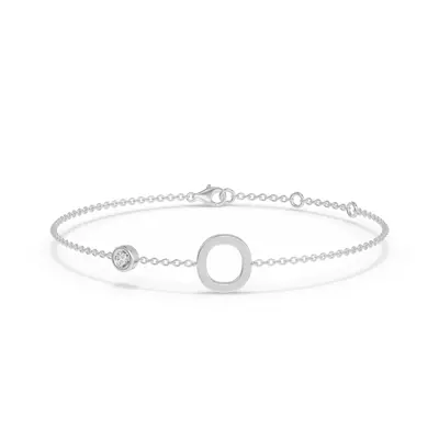 Bezel Lab Diamond Pavé Initial Bracelet - O