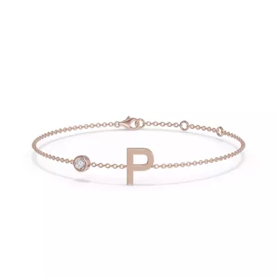Bezel Lab Diamond Pavé Initial Bracelet - P