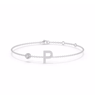 Bezel Lab Diamond Pavé Initial Bracelet - P