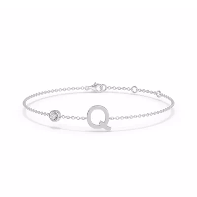 Bezel Diamond Pavé Initial Bracelet - Q