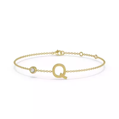 Bezel Lab Diamond Pavé Initial Bracelet - Q