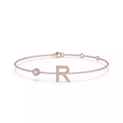 Bezel Lab Diamond Pavé Initial Bracelet - R