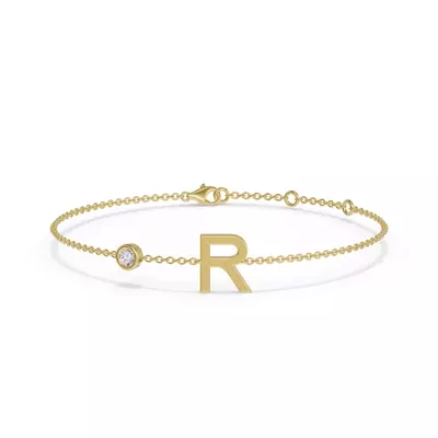 Bezel Lab Diamond Pavé Initial Bracelet - R