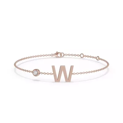 Bezel Lab Diamond Pavé Initial Bracelet - W