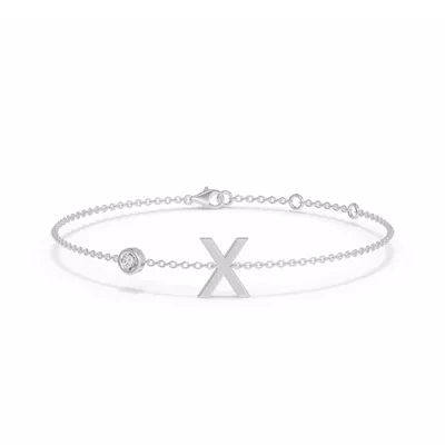 Bezel Lab Diamond Pavé Initial Bracelet - X