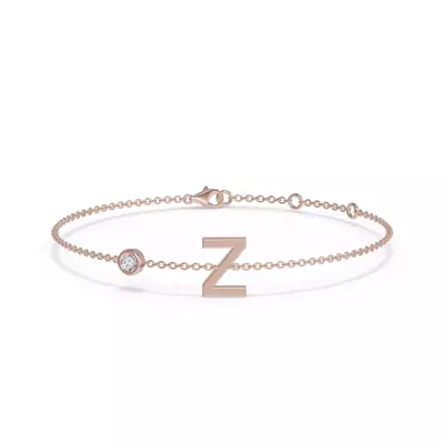 Bezel Lab Diamond Pavé Initial Bracelet - Z