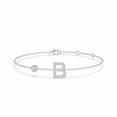 Bezel Lab Diamond Gold Initial Bracelet - B