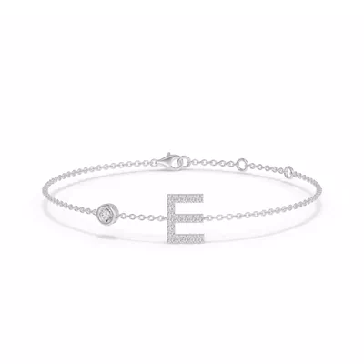 Bezel Lab Diamond Gold Initial Bracelet - E