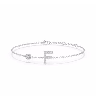 Bezel Lab Diamond Gold Initial Bracelet - F