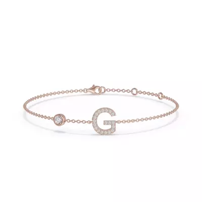 Bezel Lab Diamond Gold Initial Bracelet - G