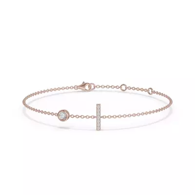 Bezel Lab Diamond Gold Initial Bracelet - I