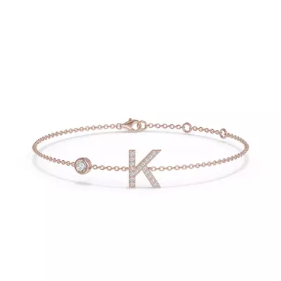 Bezel Diamond Gold Initial Bracelet - K