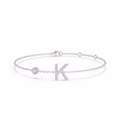 Bezel Diamond Gold Initial Bracelet - K