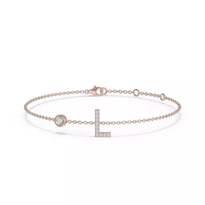 Bezel Lab Diamond Gold Initial Bracelet - L