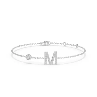 Bezel Lab Diamond Gold Initial Bracelet - M