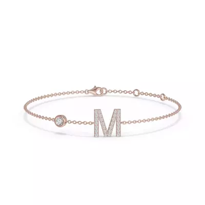 Bezel Lab Diamond Gold Initial Bracelet - M