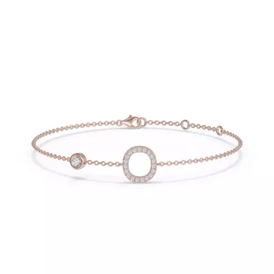 Bezel Diamond Gold Initial Bracelet - O