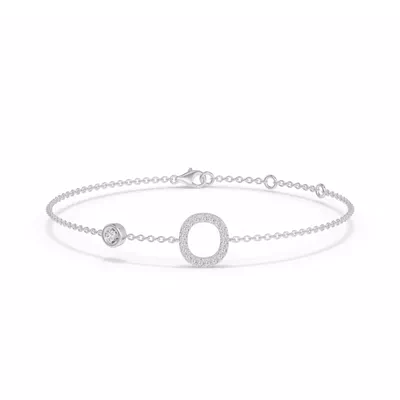 Bezel Lab Diamond Gold Initial Bracelet - O