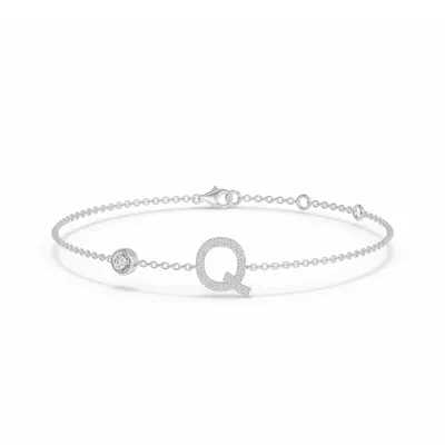 Bezel Lab Diamond Gold Initial Bracelet - Q