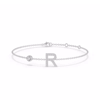 Bezel Lab Diamond Gold Initial Bracelet - R