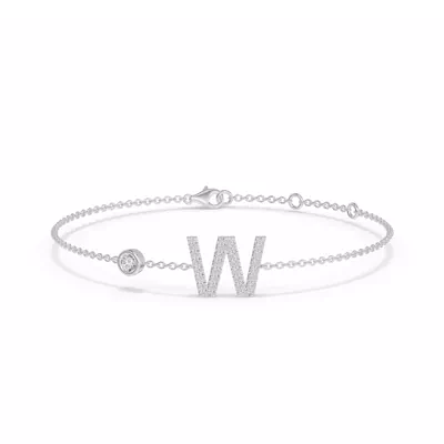 Bezel Lab Diamond Gold Initial Bracelet - W