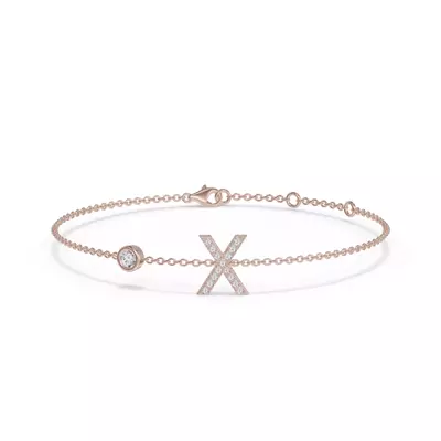 Bezel Lab Diamond Gold Initial Bracelet - X
