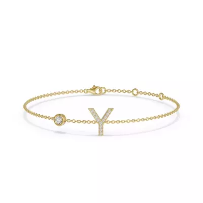 Bezel Lab Diamond Gold Initial Bracelet - Y