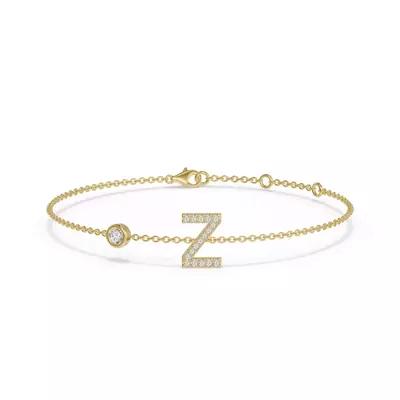 Bezel Lab Diamond Gold Initial Bracelet - Z
