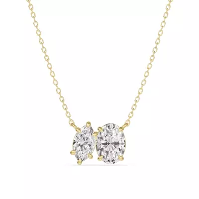 Toi et Moi Marquise and Oval Lab Diamond Necklace (1.50 ct. tw.)