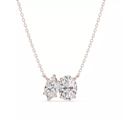 Toi et Moi Marquise and Oval Lab Diamond Necklace (1.50 ct. tw.)