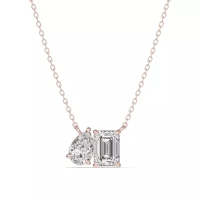 Toi et Moi Pear and Emerald Lab Diamond Necklace (1.50 ct. tw.)