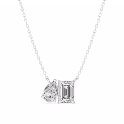 Toi et Moi Pear and Emerald Lab Diamond Necklace (1.50 ct. tw.)
