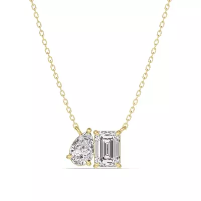Toi et Moi Pear and Emerald Lab Diamond Necklace (1.50 ct. tw.)