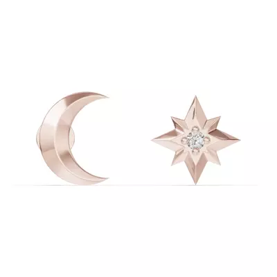 Astril Crescent & Star Lab Diamond Earrings