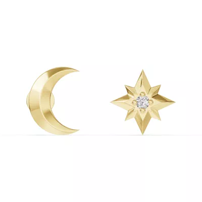 Astril Crescent & Star Lab Diamond Earrings