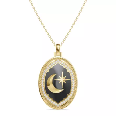Astril Lunar Oval Medallion Diamond Pendant