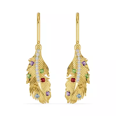 Feather Drift Lab Diamond & Gemstone Earrings