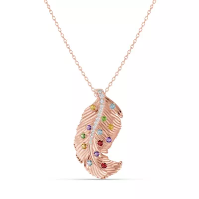 Feather Sway Lab Diamond & Gemstone Necklace