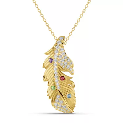Feather Soar Lab Diamond & Gemstone Necklace