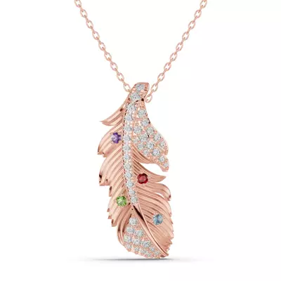 Feather Soar Diamond & Gemstone Necklace