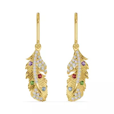 Feather Soar Lab Diamond & Gemstone Earrings
