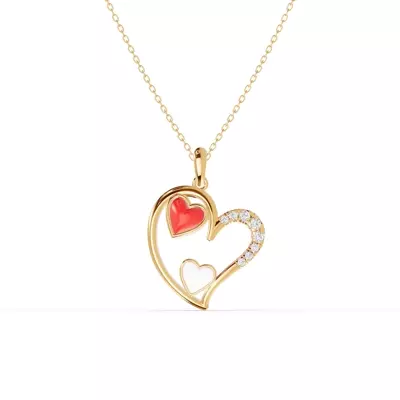 Duet Lab Pavé Heart Necklace – Red & White