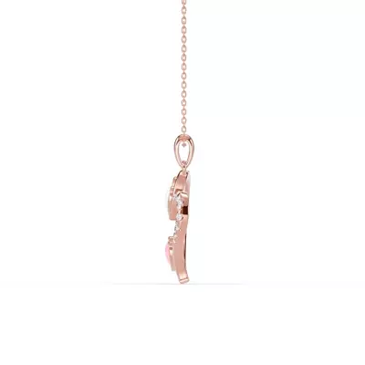 Duet Lab Pavé Heart Necklace – White & Pink