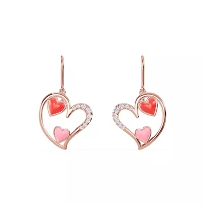 Duet Lab Pavé Heart Earrings – Red & Pink