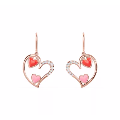 Duet Lab Pavé Heart Earrings – Red & Pink