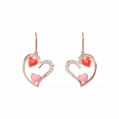 Duet Pavé Heart Earrings – Red & Pink
