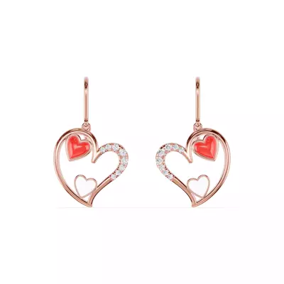 Duet Lab Pavé Heart Earrings – Red & White