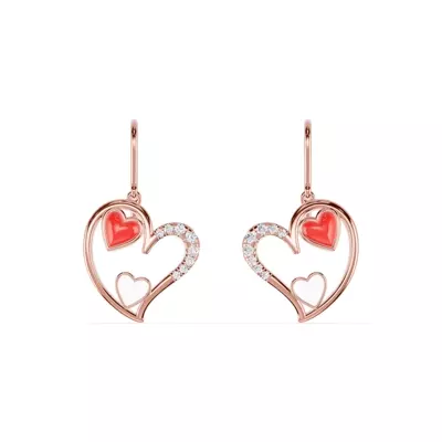 Duet Lab Pavé Heart Earrings – Red & White