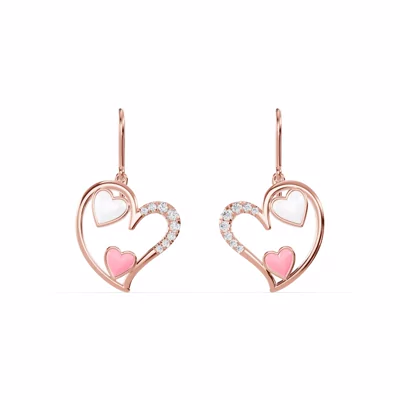 Duet Lab Pavé Heart Earrings – White & Pink