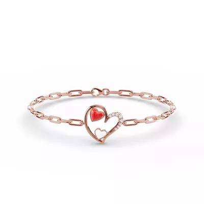 Duet Lab Pavé Heart Bracelet – Red & White
